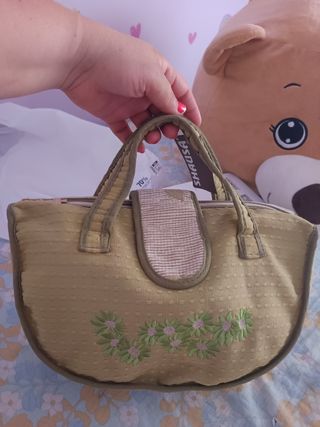 Bolso SHAUSA beige y verde oliva