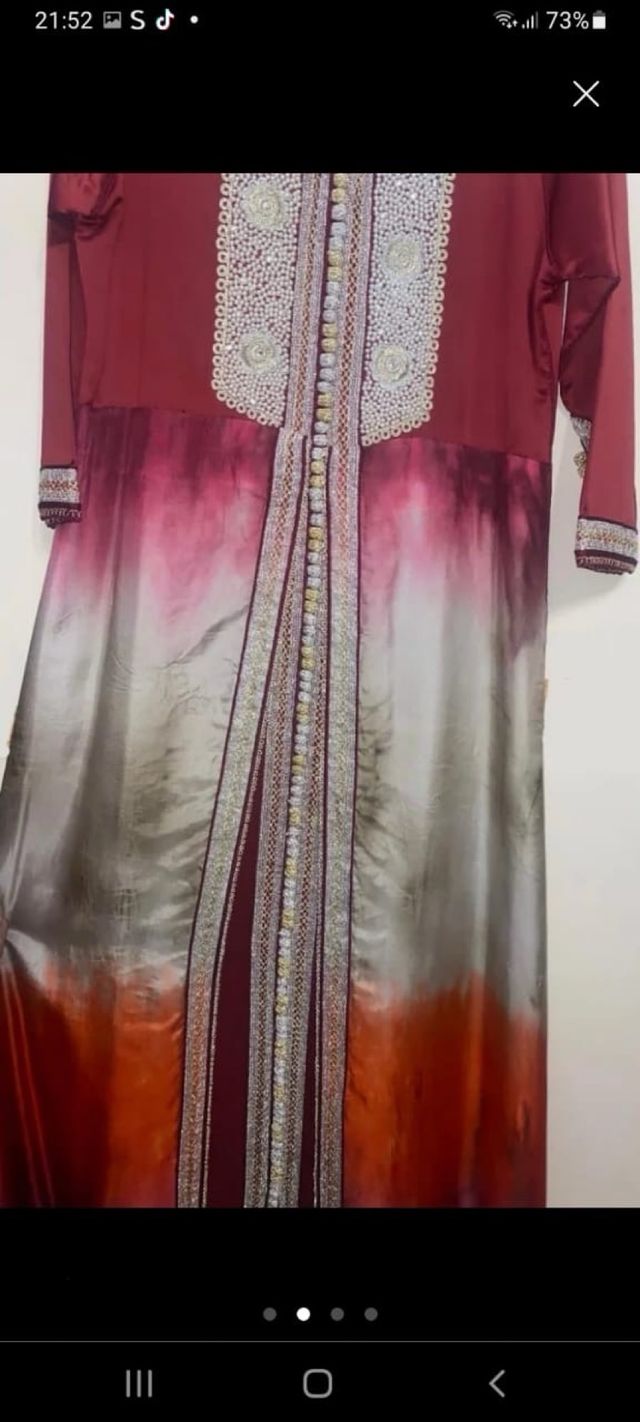 Caftán marroquí rojo anaranjado