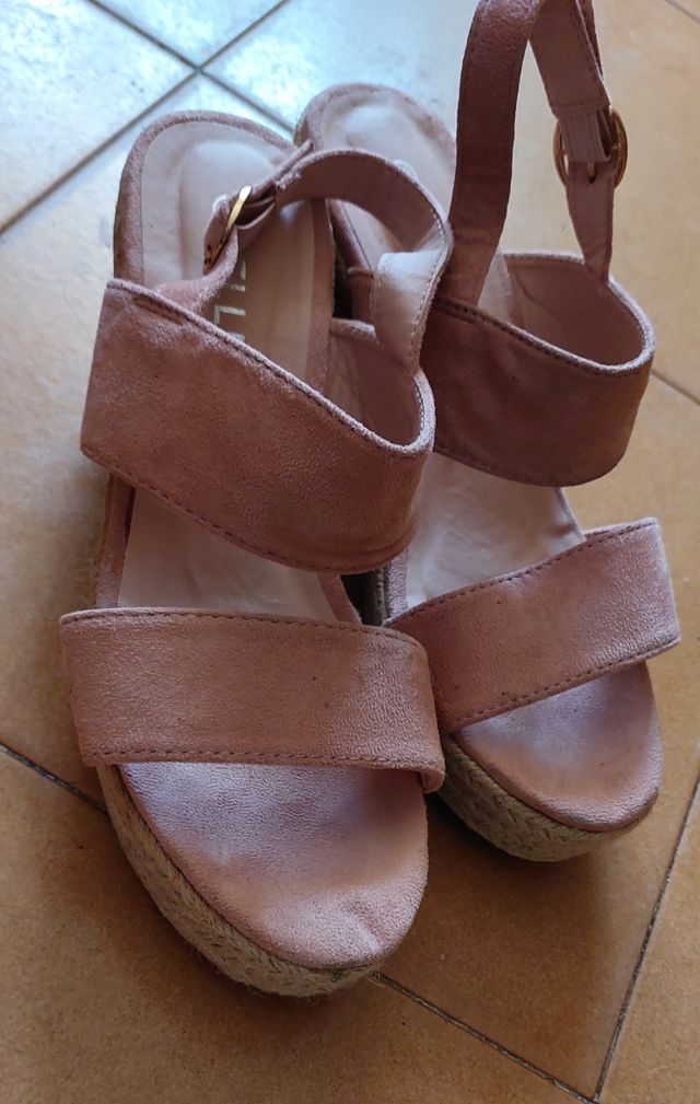 Sandalias cuña rosa talla 39