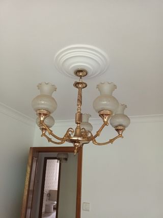 Lampara techo vintage dorada 5 luces