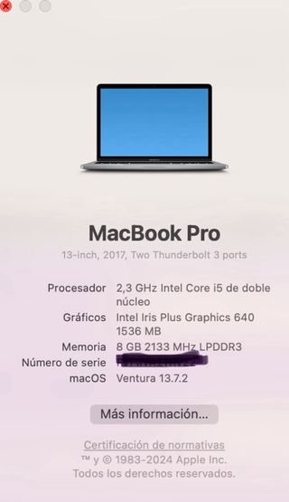 MacBook Pro 13" (2017) Gris Espacial