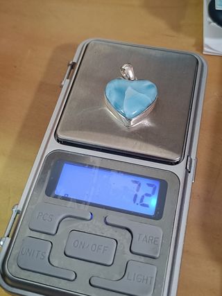 Collar corazón Larimar plata de ley