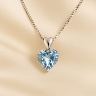 Collar de Aquamarina en Forma de Corazón