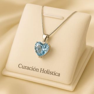 Collar de Aquamarina en Forma de Corazón