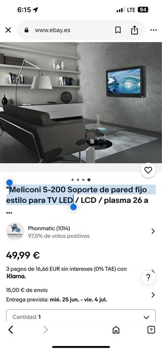 Soporte Pared Meliconi S-200 TV LED