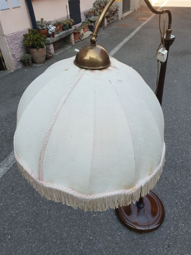 Lampada terra vintage legno metallo epoca 1950