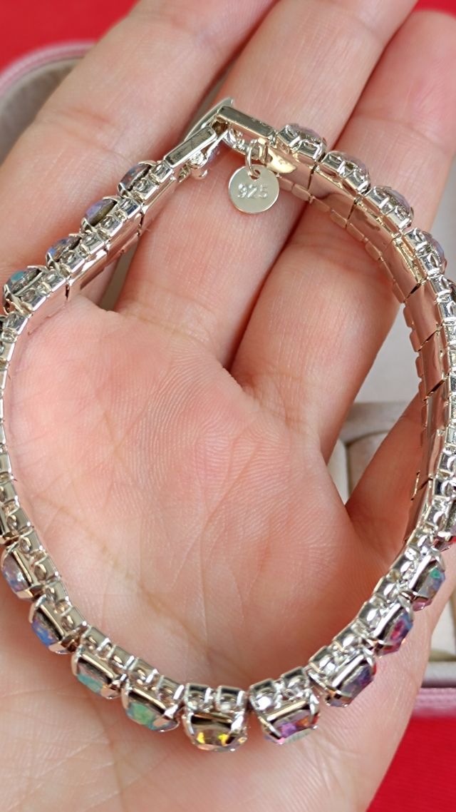 Pulsera Plata Brillantes Iridiscentes