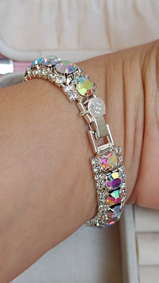 Pulsera Plata Brillantes Iridiscentes