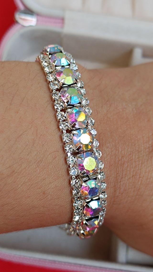Pulsera Plata Brillantes Iridiscentes