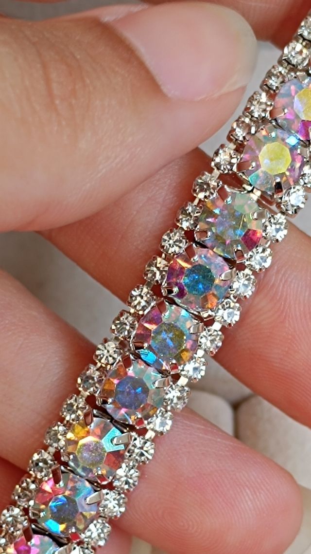 Pulsera Plata Brillantes Iridiscentes