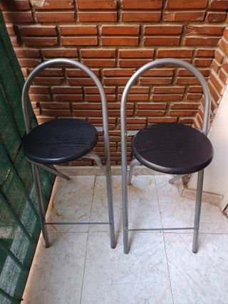 2 Taburetes plegables cocina - metal y madera