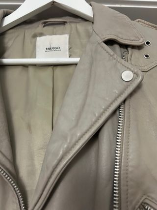Cazadora Mango piel beige - Talla S