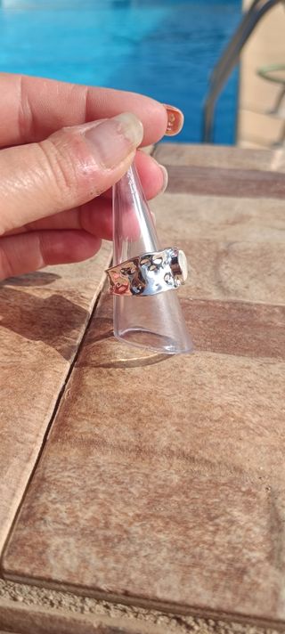 Anillo plata y blanco