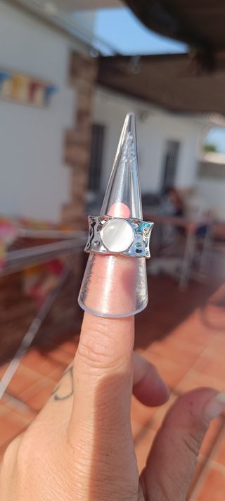 Anillo plata y blanco