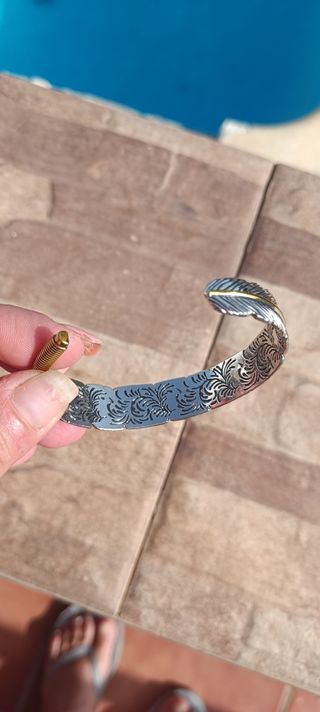 Pulsera plumas oro plata
