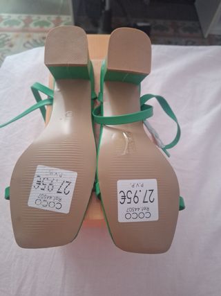 Sandalias verdes tacón bajo - talla 38