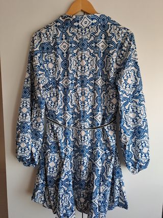 Vestido camisero azul blanco - Talla L