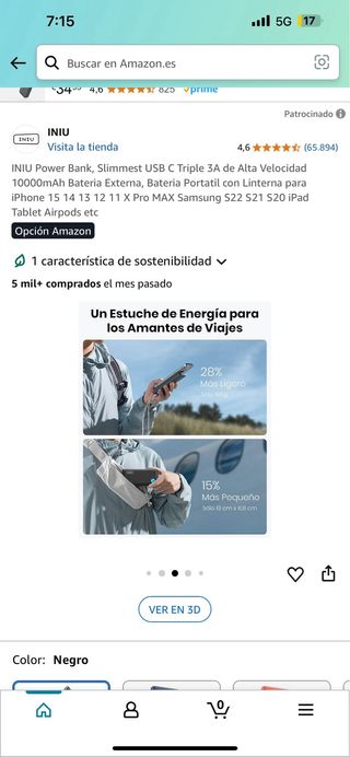 INIU Power Bank 10000mAh - Negra