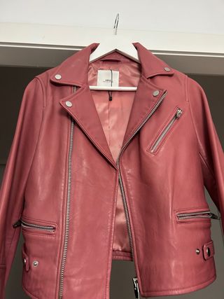 Cazadora Mango piel rosa - XS