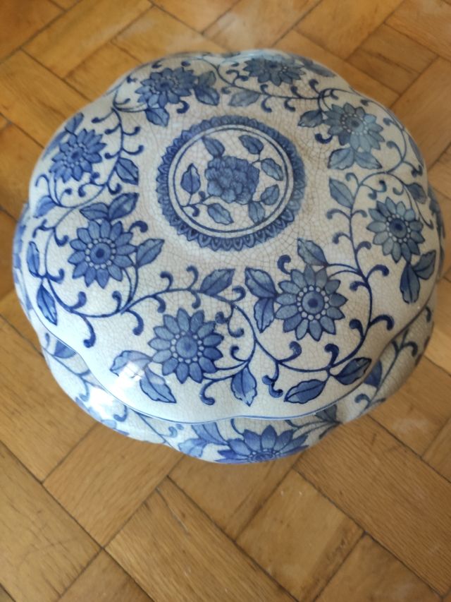 Centro mesa azul y blanco