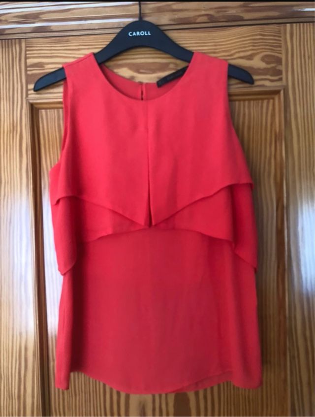 Blusa rojo coral  Zara - Talla S