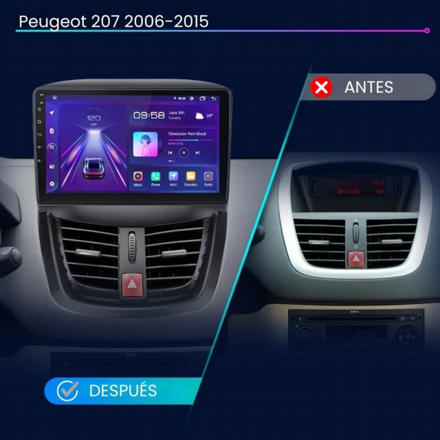 Radio Android Auto Carplay Peugeot 207 2006 - 201