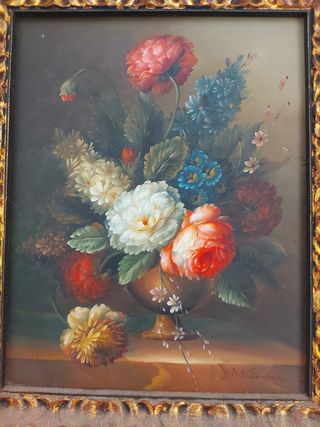 Dos óleos antiguos con marcos dorados