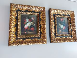 Dos óleos antiguos con marcos dorados