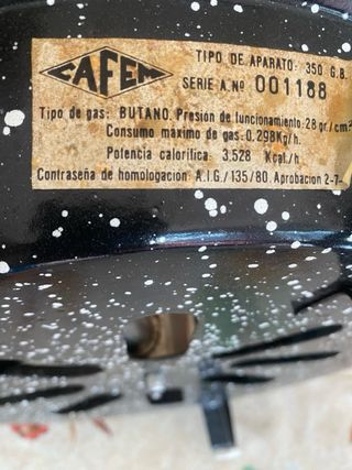 Parrilla de gas Vintage.Quemador metálico, años 80