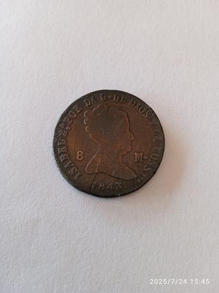 8 Maravedís 1843 Segovia Isabel II