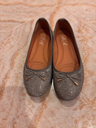 Bailarinas plateadas brillantes talla 40