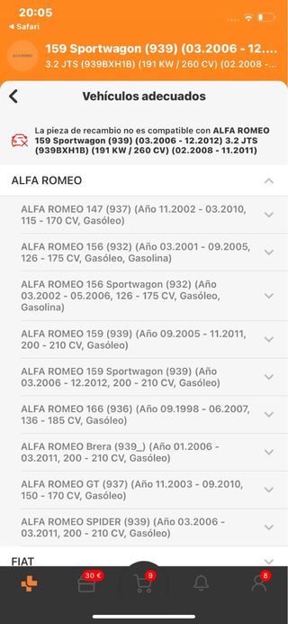 Termostato Alfa Romeo, Lancia y Fiat