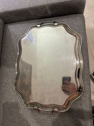 Vassoio inglese in argento Cavalier 50x40cm