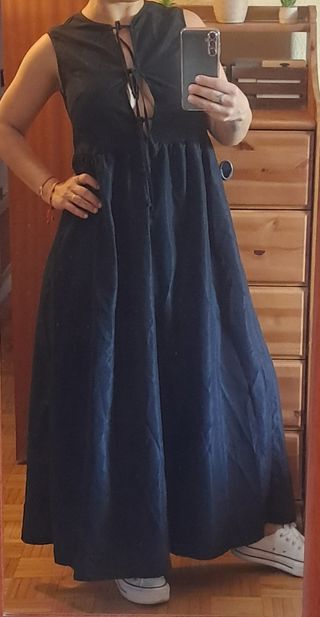 Vestido negro popelín