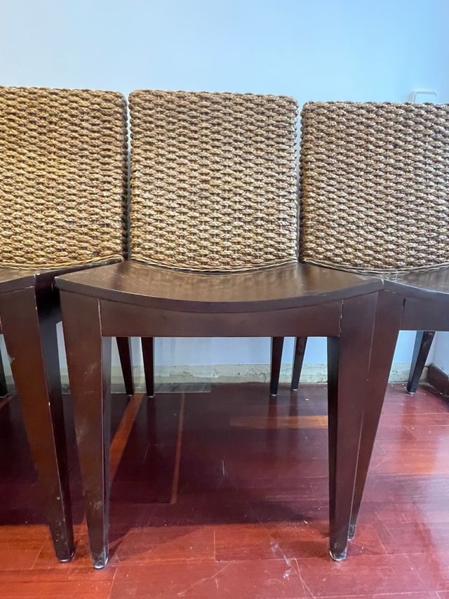 4 Sillas y Mesa Comedor Rattan & Madera