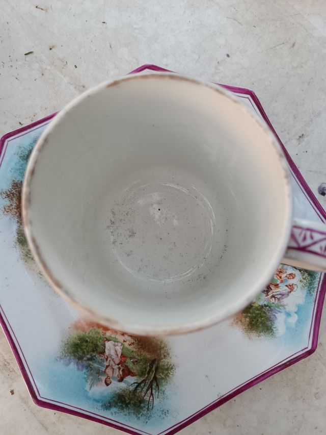 Taza y platillo antiguos La Cartuja