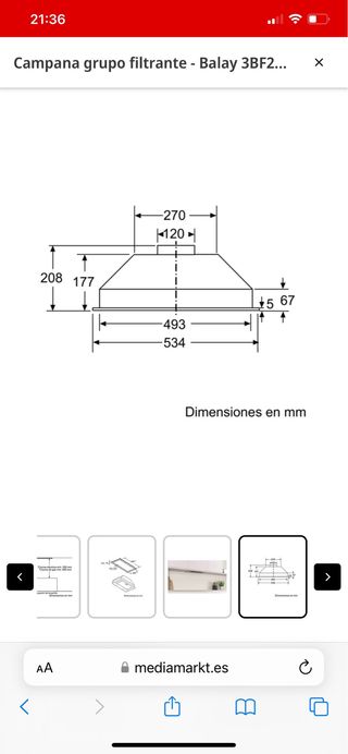 Campana extractora Balay - Gris