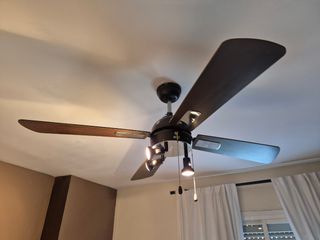 Ventilador techo 4 palas - Negro/Madera