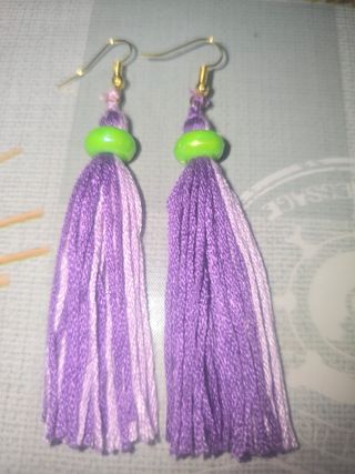 Pendientes borla rosa hechos a mano a 4 euros unid