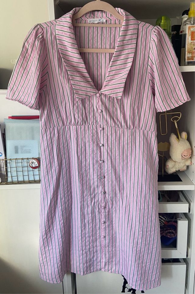 Vestido rayas rosa-verde, talla 42