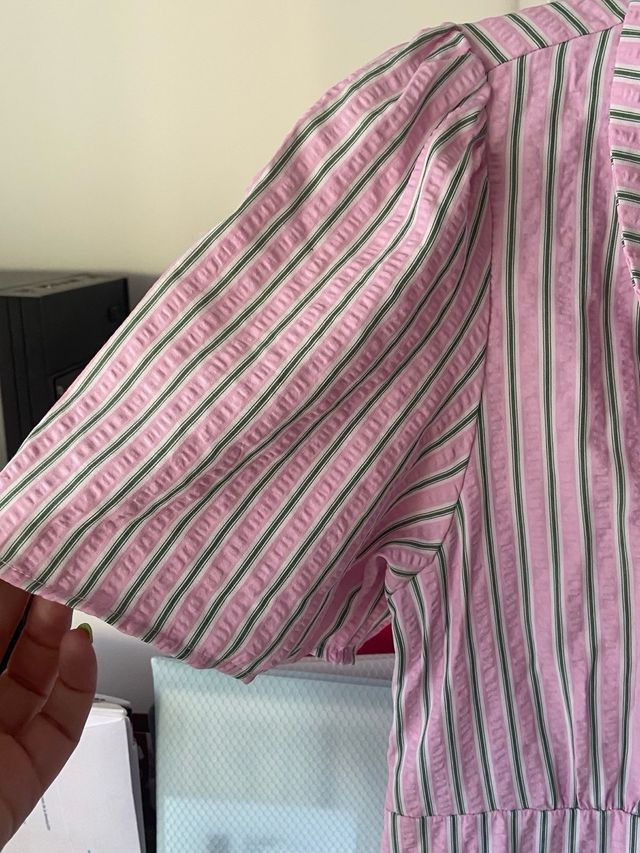 Vestido rayas rosa-verde, talla 42