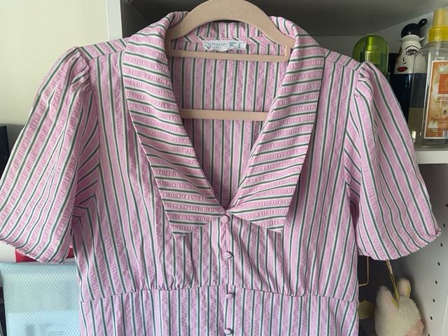 Vestido rayas rosa-verde, talla 42