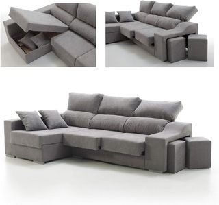 OFETRA Sofá Nuevo con Chaise Longue, Arcón y Puff