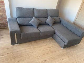 OFETRA Sofá Nuevo con Chaise Longue, Arcón y Puff