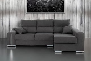 OFETRA Sofá Nuevo con Chaise Longue, Arcón y Puff
