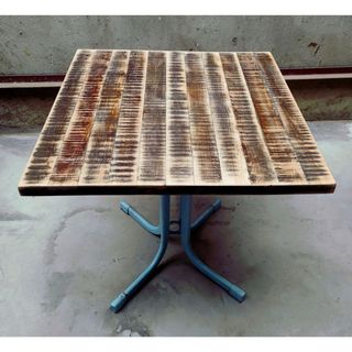 Mesa exterior madera maciza-metal