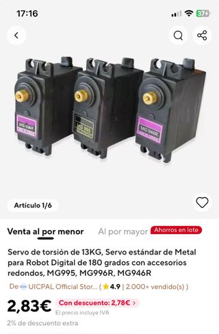 Servo TowerPro MG995 de alta velocidad