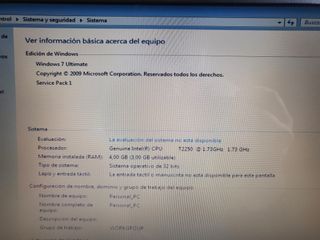 Portátil Toshiba Satellite Windows 7