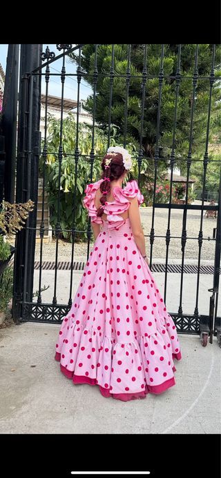 Traje Flamenca niña y adulta rosa