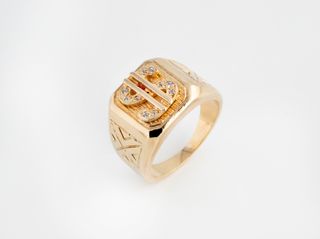 sello oro 18k con piedra con circonita